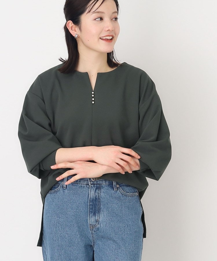 ザ ショップ ティーケー（ウィメン）(THE SHOP TK(Women))のキーネックスキッパー【洗濯機OK】 チャコールグレー(014)