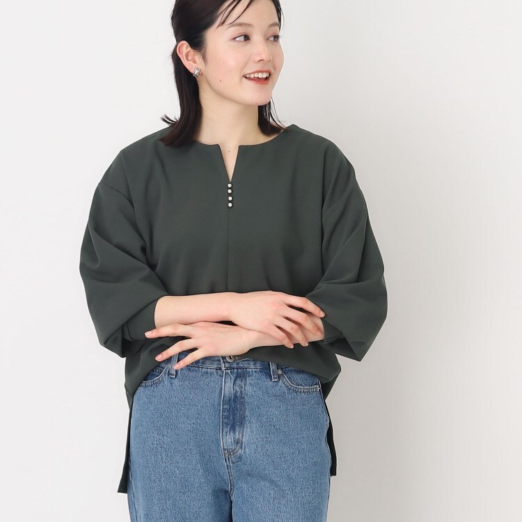 ザ ショップ ティーケー（ウィメン）(THE SHOP TK(Women))のキーネックスキッパー【洗濯機OK】 シャツ・ブラウス