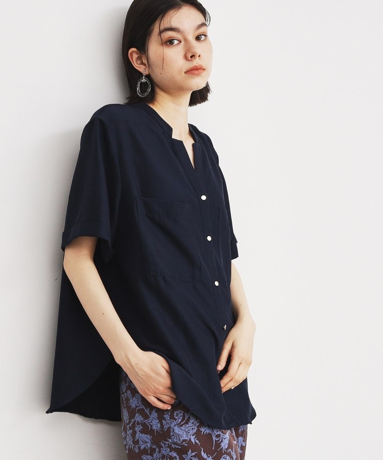 ザ ショップ ティーケー（ウィメン）(THE SHOP TK(Women))の【魅せる体形カバー服】Wポケット6分袖シャツ/洗える21