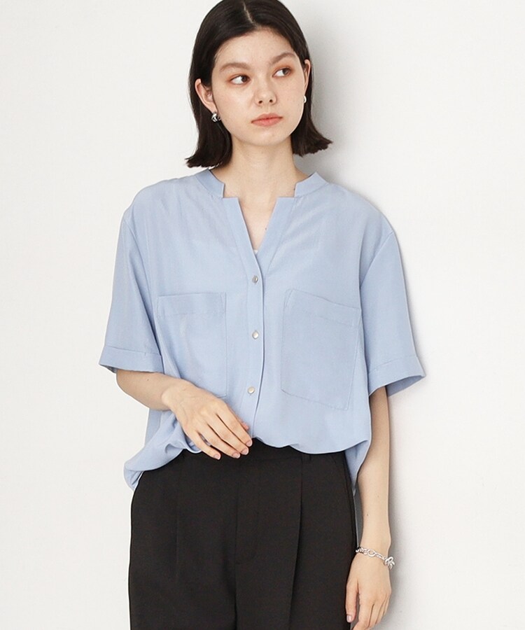 ザ ショップ ティーケー（ウィメン）(THE SHOP TK(Women))の【魅せる体型カバー服】Wポケット6分袖シャツ/洗える4