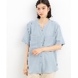 ザ ショップ ティーケー（ウィメン）(THE SHOP TK(Women))の【魅せる体型カバー服】Wポケット6分袖シャツ/洗える 新色/サックスブルー(090)