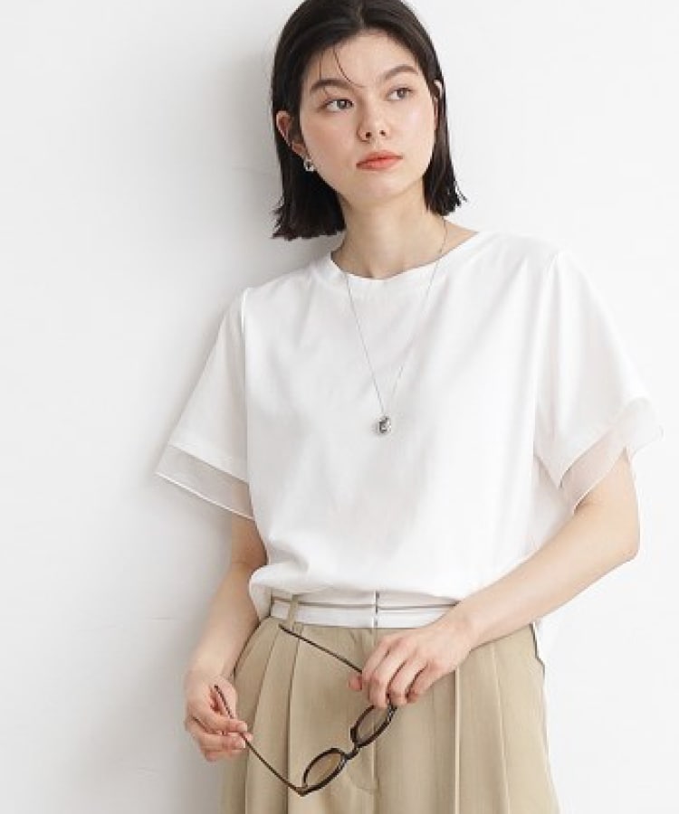 ザ ショップ ティーケー（ウィメン）(THE SHOP TK(Women))の【7.16新色入荷/UV/接触冷感/洗濯OK/毛玉になりにくい】袖シアーTシャツ1