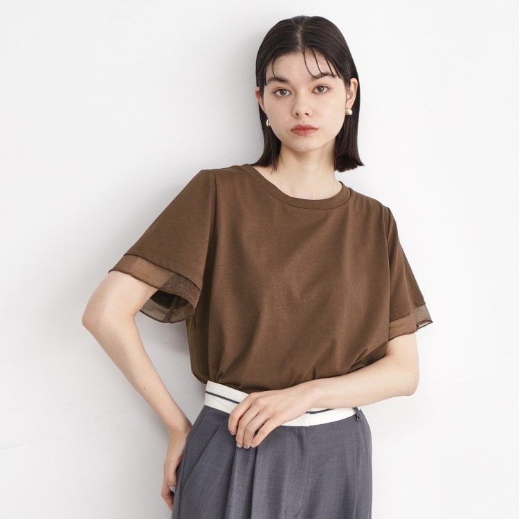ザ ショップ ティーケー（ウィメン）(THE SHOP TK(Women))の【7.16新色入荷/UV/接触冷感/洗濯OK/毛玉になりにくい】袖シアーTシャツ Ｔシャツ