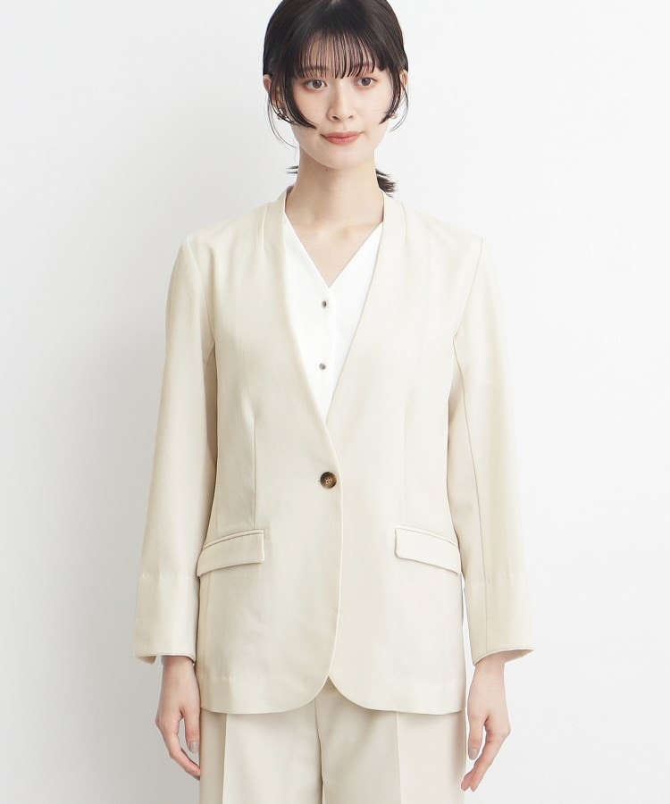 ザ ショップ ティーケー（ウィメン）(THE SHOP TK(Women))の【イージーケア/洗濯機OK】ノーラペル9分袖ジャケット10