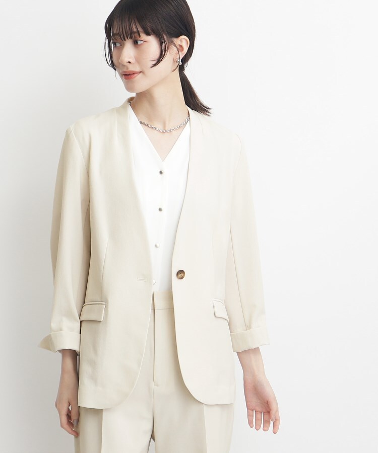 ザ ショップ ティーケー（ウィメン）(THE SHOP TK(Women))の【イージーケア/洗濯機OK】ノーラペル9分袖ジャケット24