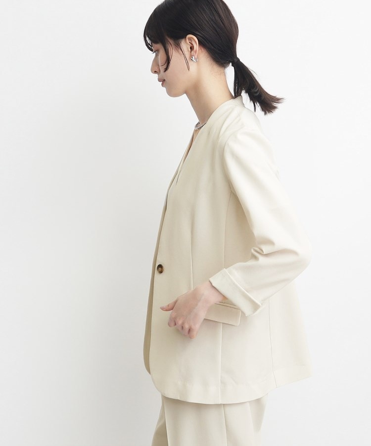 ザ ショップ ティーケー（ウィメン）(THE SHOP TK(Women))の【イージーケア/洗濯機OK】ノーラペル9分袖ジャケット25