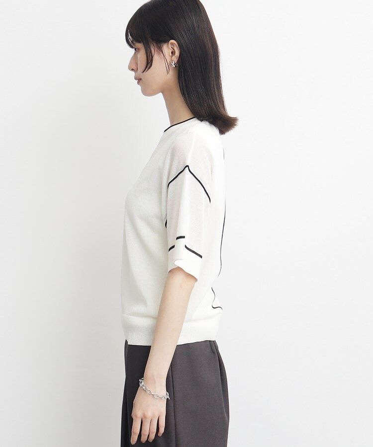 ザ ショップ ティーケー（ウィメン）(THE SHOP TK(Women))の【腕周りカバー】シアー配色ニット/洗える2