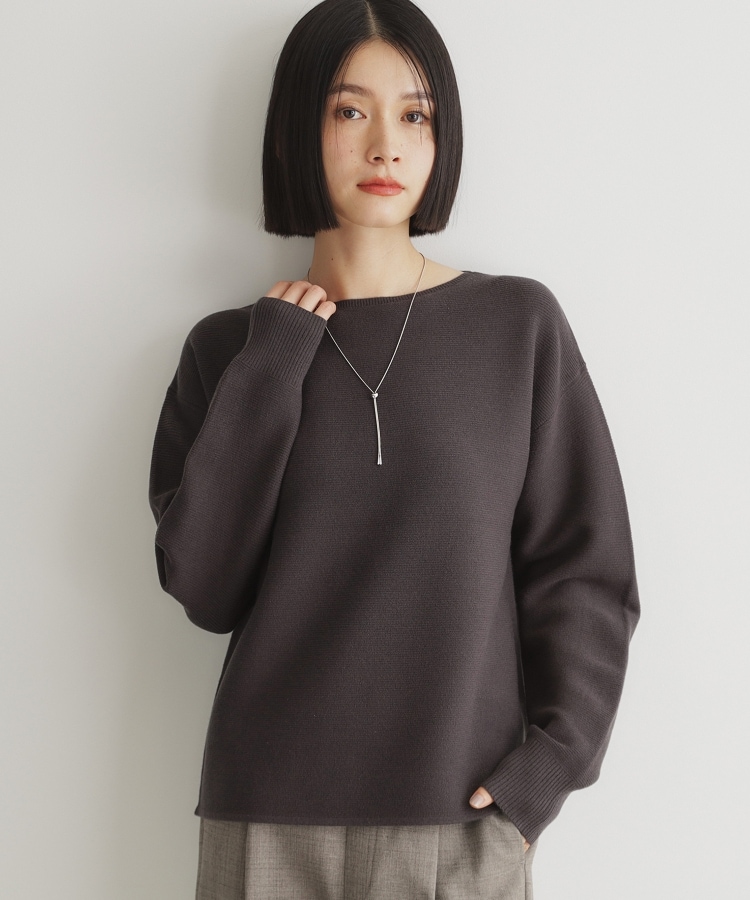 ザ ショップ ティーケー（ウィメン）(THE SHOP TK(Women))の【毛玉になりにくい/蓄熱性】春色_美人ガーターニット/洗える/体形カバー スミクロ(018)