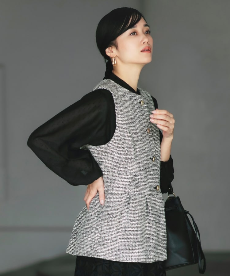 ザ ショップ ティーケー（ウィメン）(THE SHOP TK(Women))の【ONOFF活躍/セレモニー】ツイードペプラムジレ/洗える1
