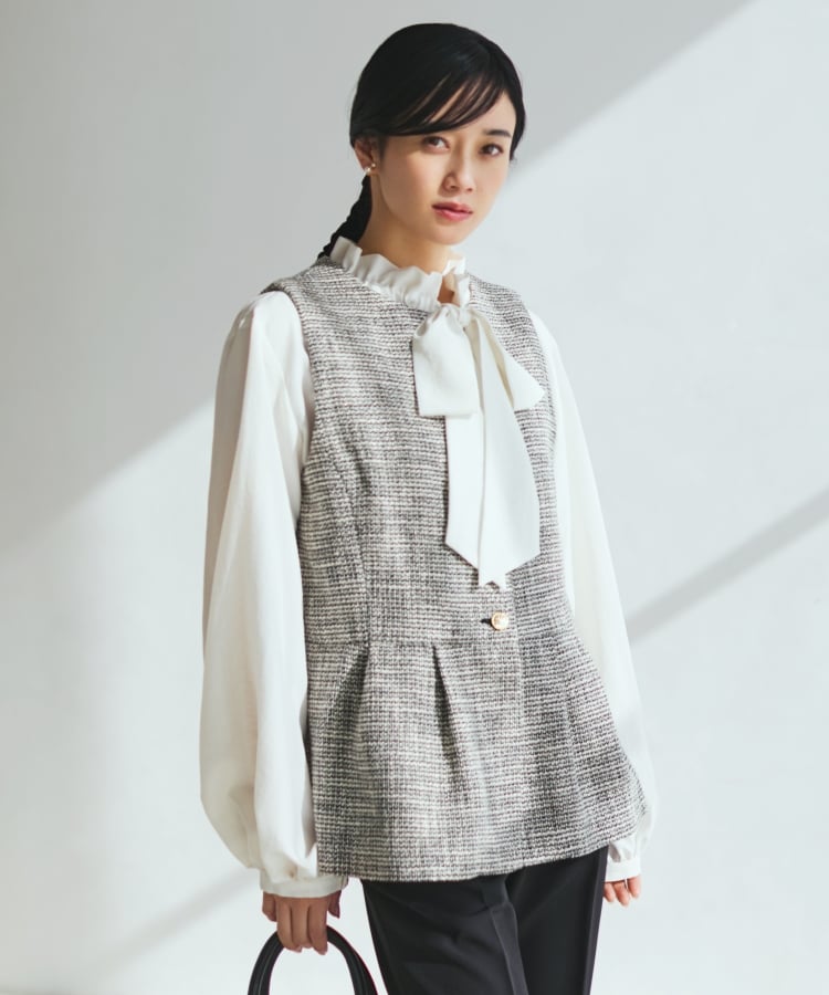 ザ ショップ ティーケー（ウィメン）(THE SHOP TK(Women))の【ONOFF活躍/セレモニー】ツイードペプラムジレ/洗える3