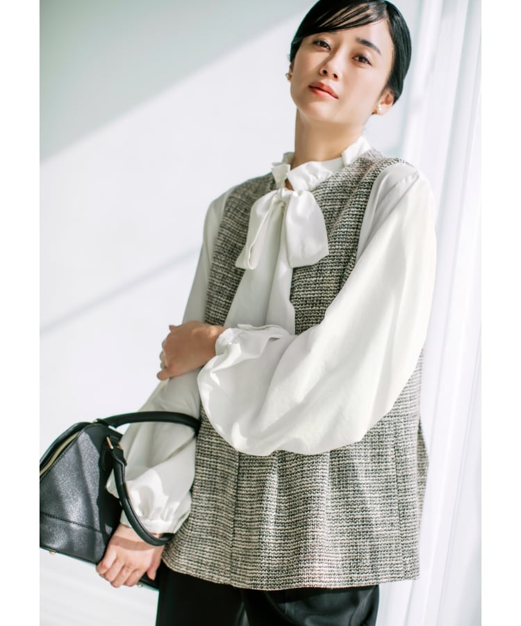 ザ ショップ ティーケー（ウィメン）(THE SHOP TK(Women))の【ONOFF活躍/セレモニー】ツイードペプラムジレ/洗える4