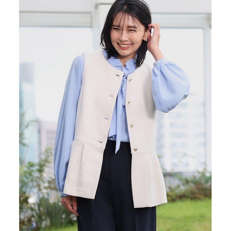 ザ ショップ ティーケー（ウィメン）(THE SHOP TK(Women))の【ONOFF活躍/セレモニー】ツイードペプラムジレ/洗える ベスト