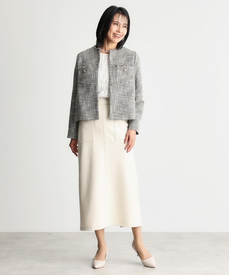 ザ ショップ ティーケー（ウィメン）(THE SHOP TK(Women))の【ONOFF活躍/セレモニー/通勤】ツイードノーカラージャケット/洗える14