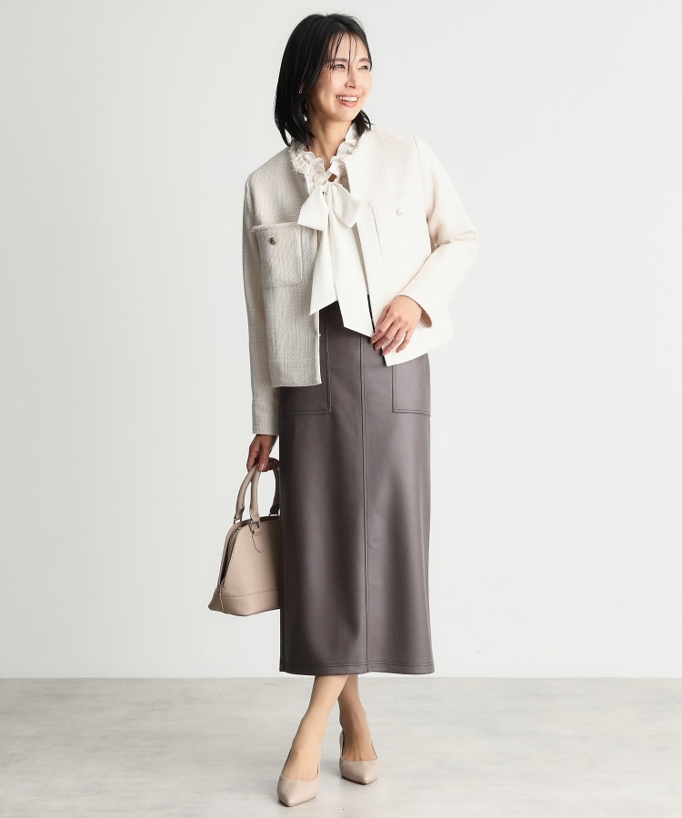 ザ ショップ ティーケー（ウィメン）(THE SHOP TK(Women))の【ONOFF活躍/セレモニー/通勤】ツイードノーカラージャケット/洗える9