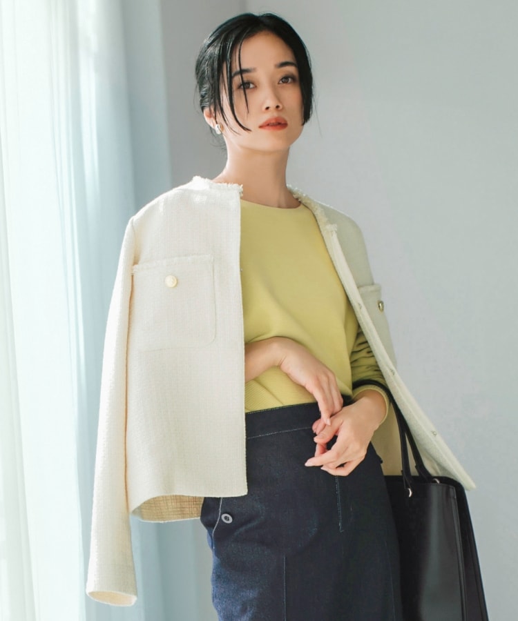ザ ショップ ティーケー（ウィメン）(THE SHOP TK(Women))の【ONOFF活躍/セレモニー/通勤】ツイードノーカラージャケット/洗える5