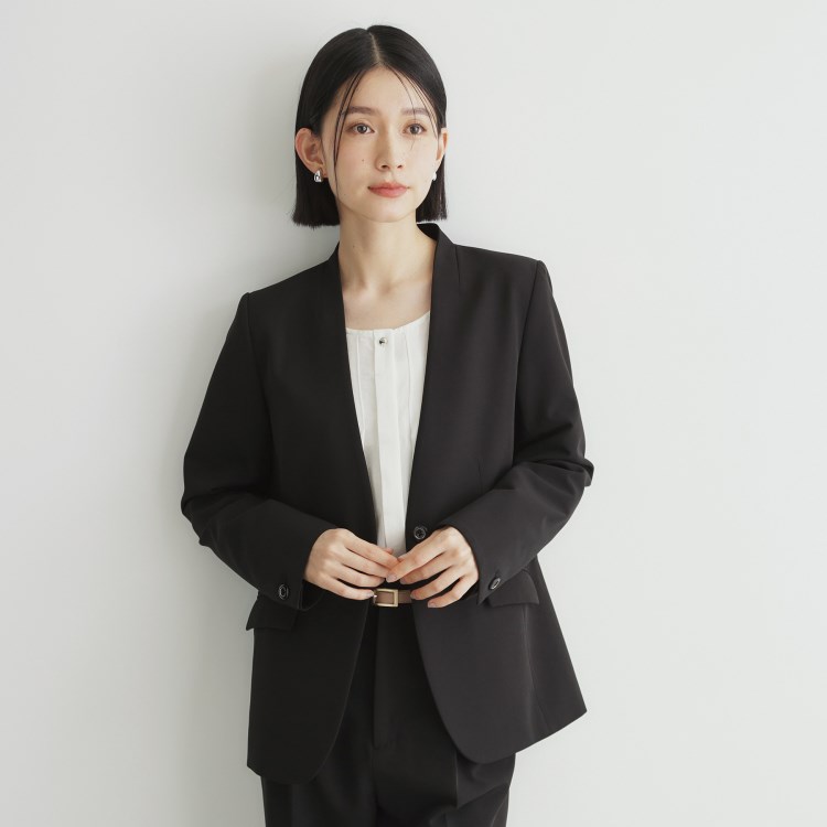 ザ ショップ ティーケー（ウィメン）(THE SHOP TK(Women))の【汚れ防止／シワになりにくい／セレモニー／通勤】ダブルクロスノーカラージャケット／洗える／サスティナブル ノーカラージャケット