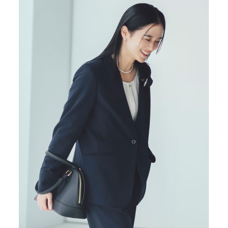 ザ ショップ ティーケー（ウィメン）(THE SHOP TK(Women))の【汚れ防止／シワになりにくい／セレモニー／通勤】ダブルクロスノーカラージャケット／洗える／サスティナブル ノーカラージャケット