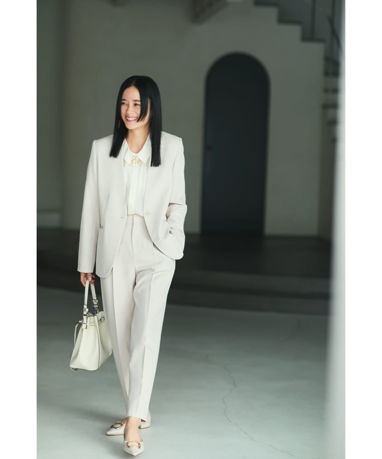 ザ ショップ ティーケー（ウィメン）(THE SHOP TK(Women))の【汚れ防止/シワになりにくい/セレモニー/通勤】ダブルクロステーパードパンツ/洗える/サスティナブル1