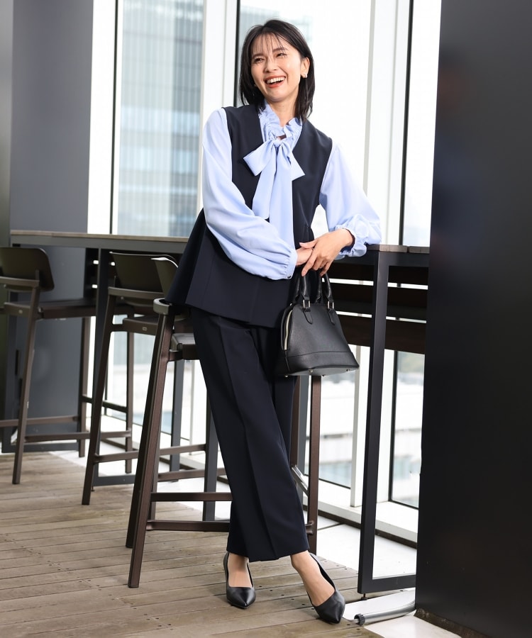 ザ ショップ ティーケー（ウィメン）(THE SHOP TK(Women))の【汚れ防止／シワになりにくい／セレモニー／通勤】ダブルクロスワイドパンツ／洗える／サスティナブル7