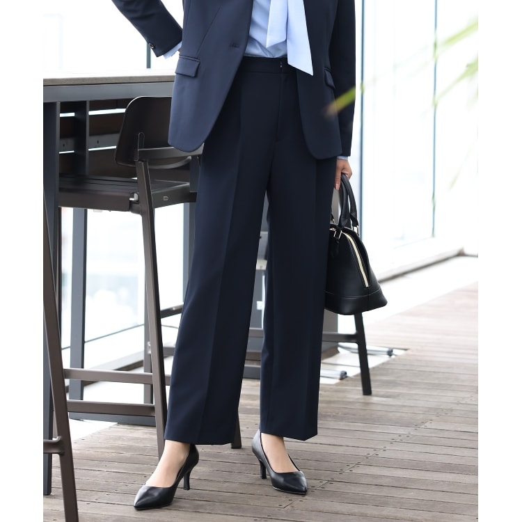 ザ ショップ ティーケー（ウィメン）(THE SHOP TK(Women))の【汚れ防止／シワになりにくい／セレモニー／通勤】ダブルクロスワイドパンツ／洗える／サスティナブル フルレングスパンツ