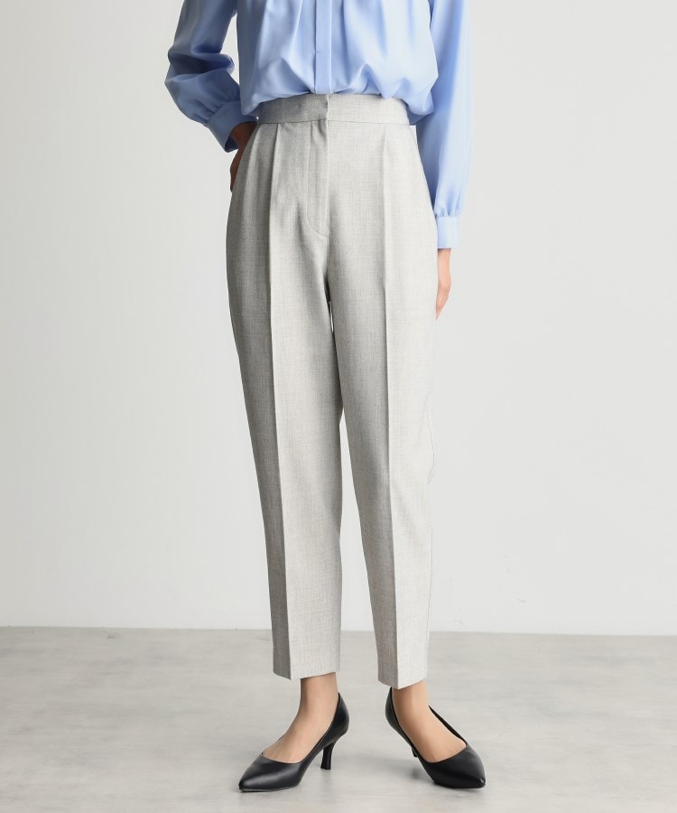 ザ ショップ ティーケー（ウィメン）(THE SHOP TK(Women))の【ONOFF活躍/セレモニー/通勤】杢調カルゼテーパードパンツ/洗える グレージュ(050)