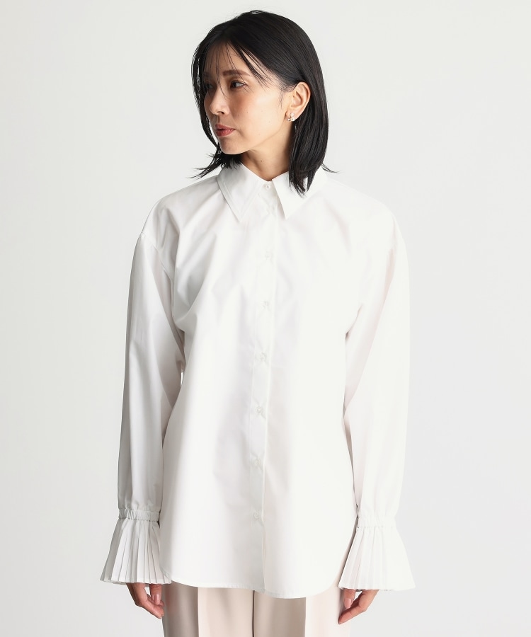 ザ ショップ ティーケー（ウィメン）(THE SHOP TK(Women))の【ONOFF活躍/セレモニー/通勤】袖プリーツバックシャーリングシャツ/洗える10