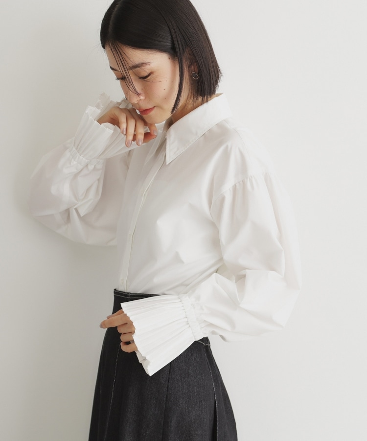 ザ ショップ ティーケー（ウィメン）(THE SHOP TK(Women))の【ONOFF活躍/セレモニー/通勤】袖プリーツバックシャーリングシャツ/洗える5