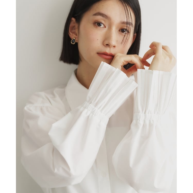 ザ ショップ ティーケー（ウィメン）(THE SHOP TK(Women))の【ONOFF活躍/セレモニー/通勤】袖プリーツバックシャーリングシャツ/洗える シャツ・ブラウス