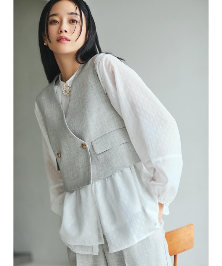 ザ ショップ ティーケー（ウィメン）(THE SHOP TK(Women))の【セットアップ可／ONOFF活躍】カルゼショートジレ／洗える1