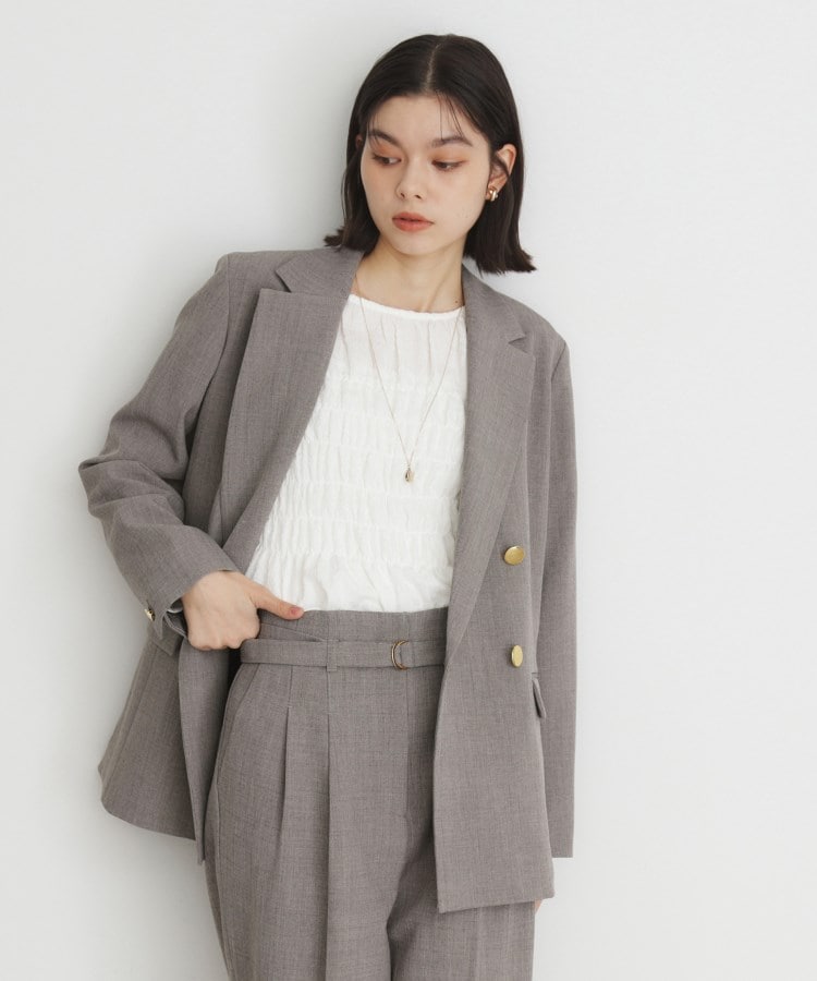 ザ ショップ ティーケー（ウィメン）(THE SHOP TK(Women))の【ONOFF活躍／セレモニー／通勤】CAVIAN Wブレストジャケット／洗える チャコールグレー(014)