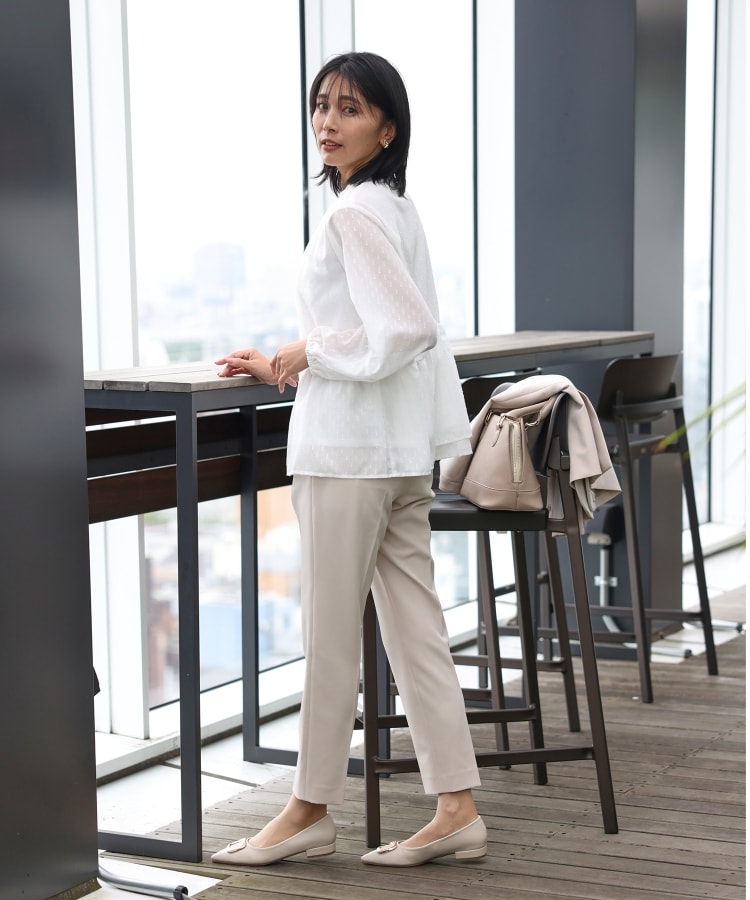 ザ ショップ ティーケー（ウィメン）(THE SHOP TK(Women))の【ONOFF活躍/セレモニー/通勤】カットジャカードペプラムブラウス/洗える2