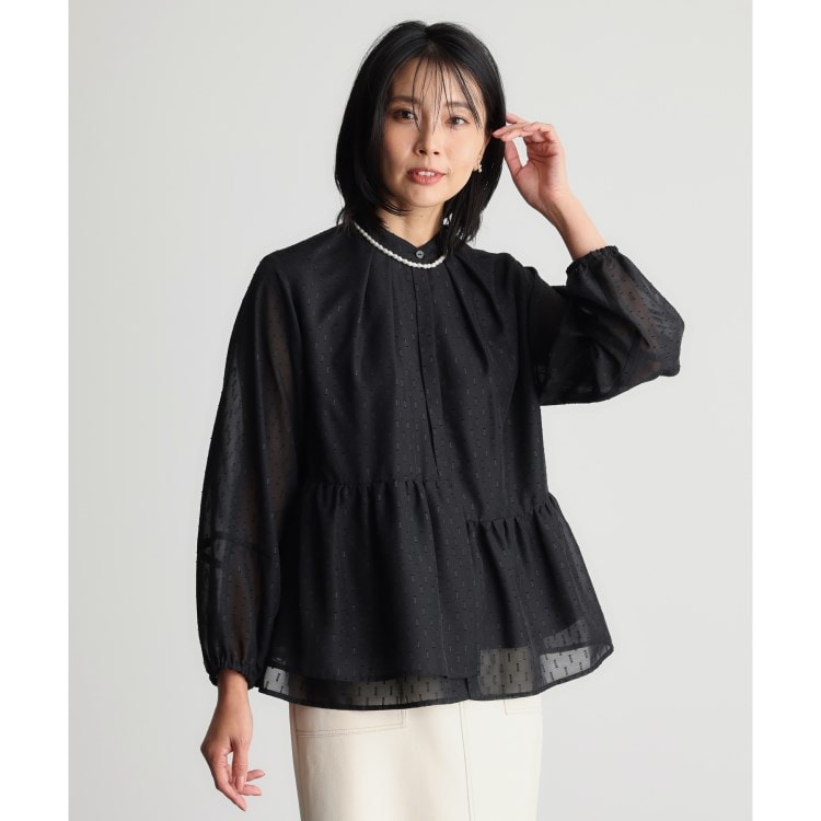ザ ショップ ティーケー（ウィメン）(THE SHOP TK(Women))の【ONOFF活躍/セレモニー/通勤】カットジャカードペプラムブラウス/洗える シャツ・ブラウス