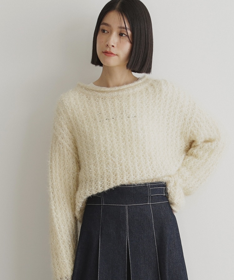 毛玉になりにくい】ラメメッシュニット/洗える(ニット/セーター 毛玉になりにくい】ラメメッシュニット/洗える(ニット/セーター