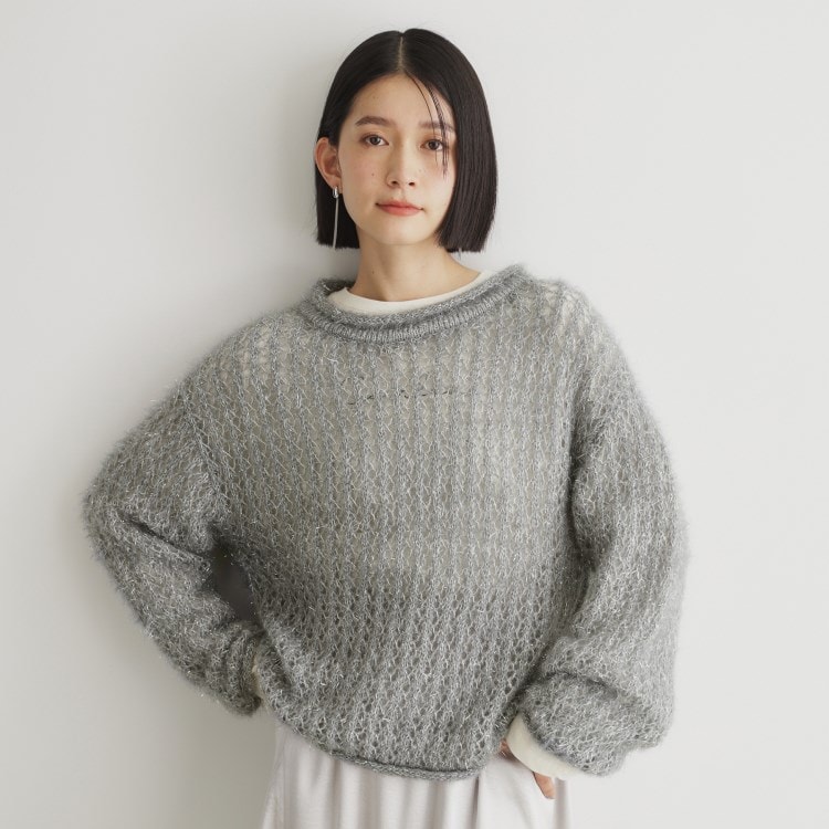 ザ ショップ ティーケー（ウィメン）(THE SHOP TK(Women))の【毛玉になりにくい】ラメメッシュニット/洗える ニット/セーター