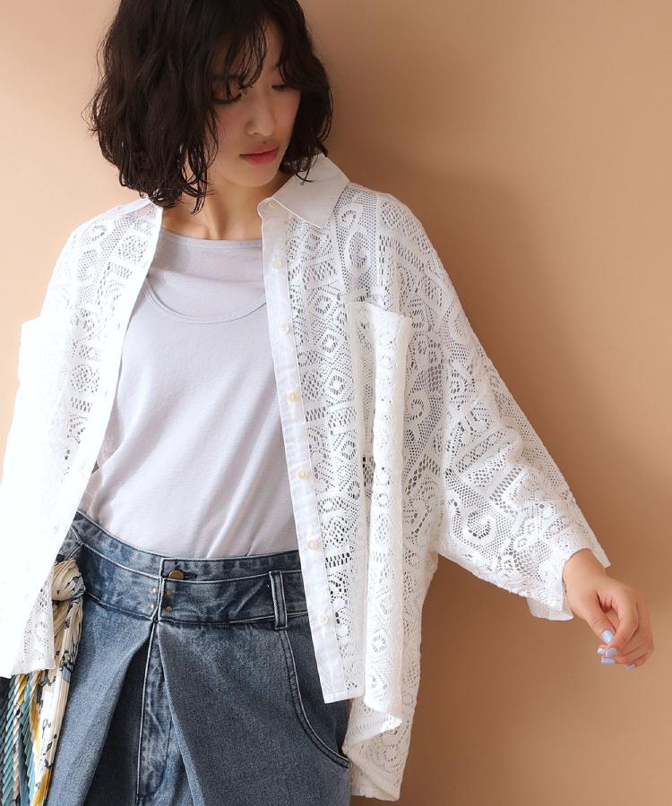 ザ ショップ ティーケー（ウィメン）(THE SHOP TK(Women))の総レースシャツ【洗える】1