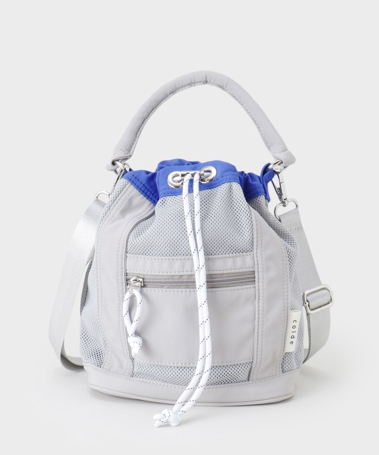 ザ ショップ ティーケー（ウィメン）(THE SHOP TK(Women))のメッシュナイロンコンビ巾着ショルダーバッグ グレー(012)