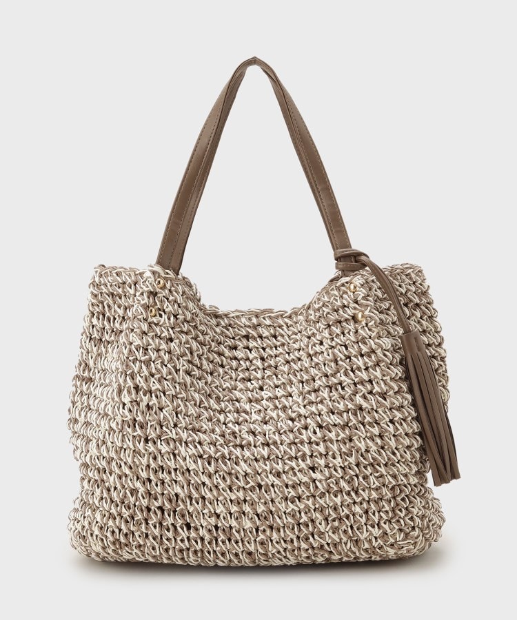 ザ ショップ ティーケー（ウィメン）(THE SHOP TK(Women))のタッセル付き雑材トートバッグ1