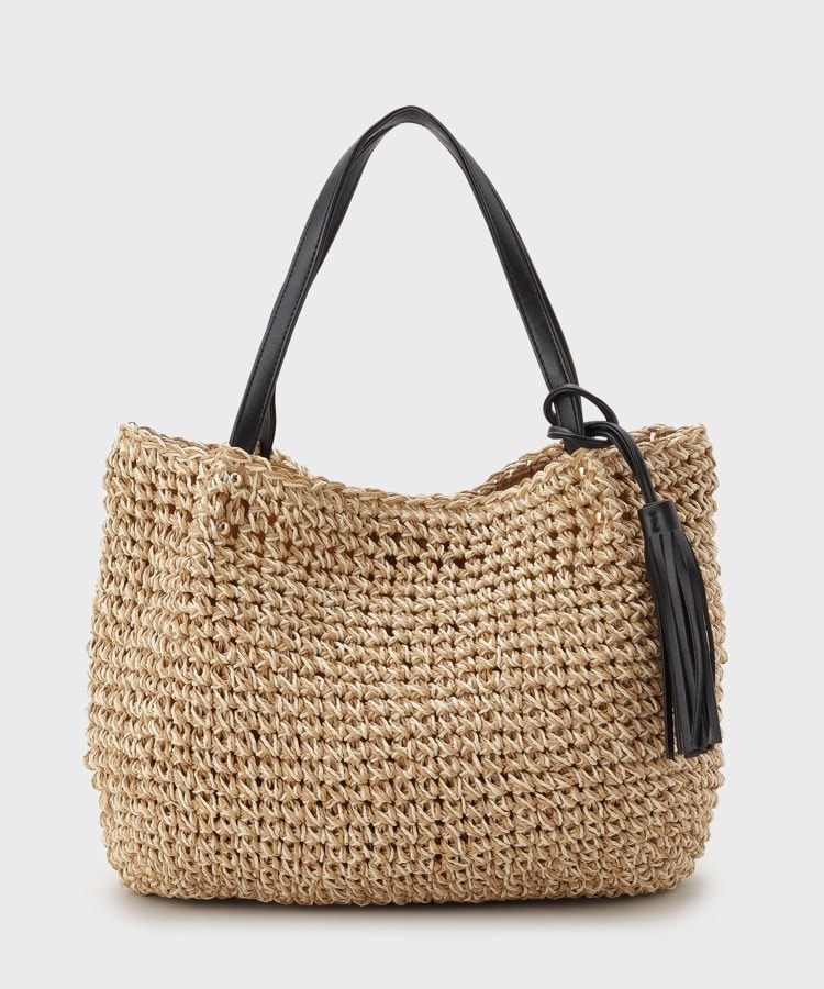 ザ ショップ ティーケー（ウィメン）(THE SHOP TK(Women))のタッセル付き雑材トートバッグ ブラック(519)