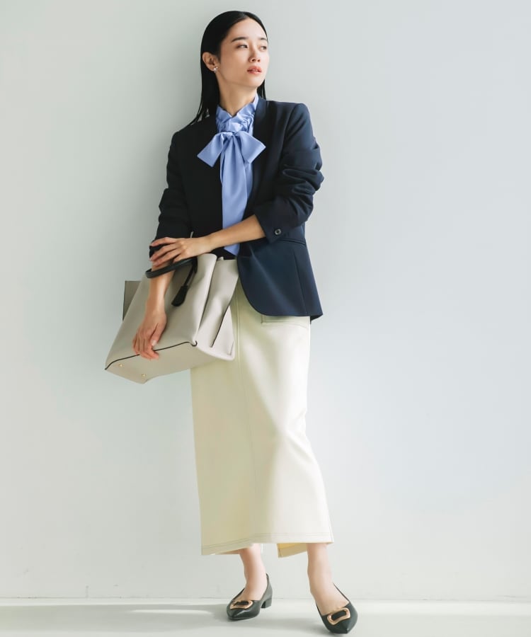 ONOFF活躍/セレモニー/通勤】レザー調タイトスカート/洗える ONOFF活躍/セレモニー/通勤】レザー調タイトスカート/洗える
