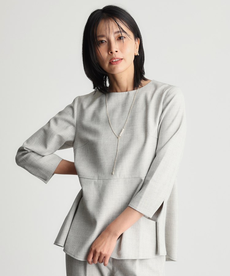 ザ ショップ ティーケー（ウィメン）(THE SHOP TK(Women))の【ONOFF活躍/セレモニー/通勤】杢調カルゼペプラムブラウス/洗える5