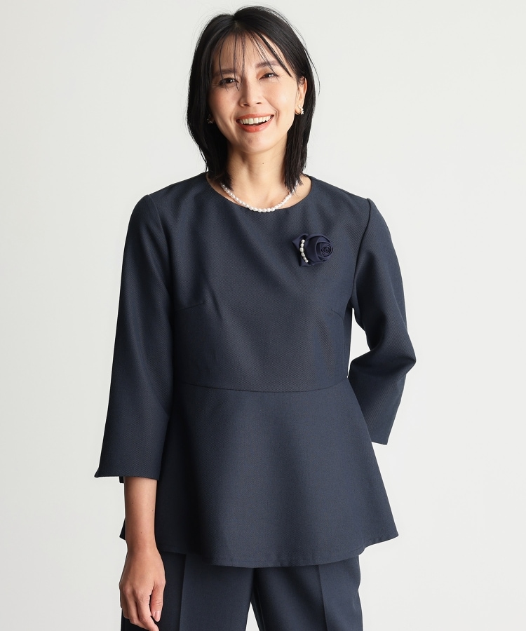 ザ ショップ ティーケー（ウィメン）(THE SHOP TK(Women))の【ONOFF活躍/セレモニー/通勤】杢調カルゼペプラムブラウス/洗える10