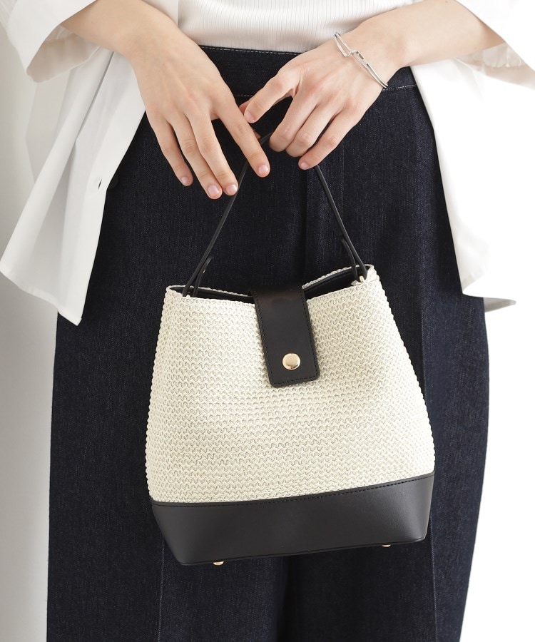 ザ ショップ ティーケー（ウィメン）(THE SHOP TK(Women))の合皮×雑材コンビバック【ロゴベルト付】13