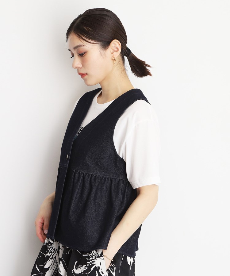 ザ ショップ ティーケー（ウィメン）(THE SHOP TK(Women))のデニムペプラムベスト【洗える/親子リンク】5