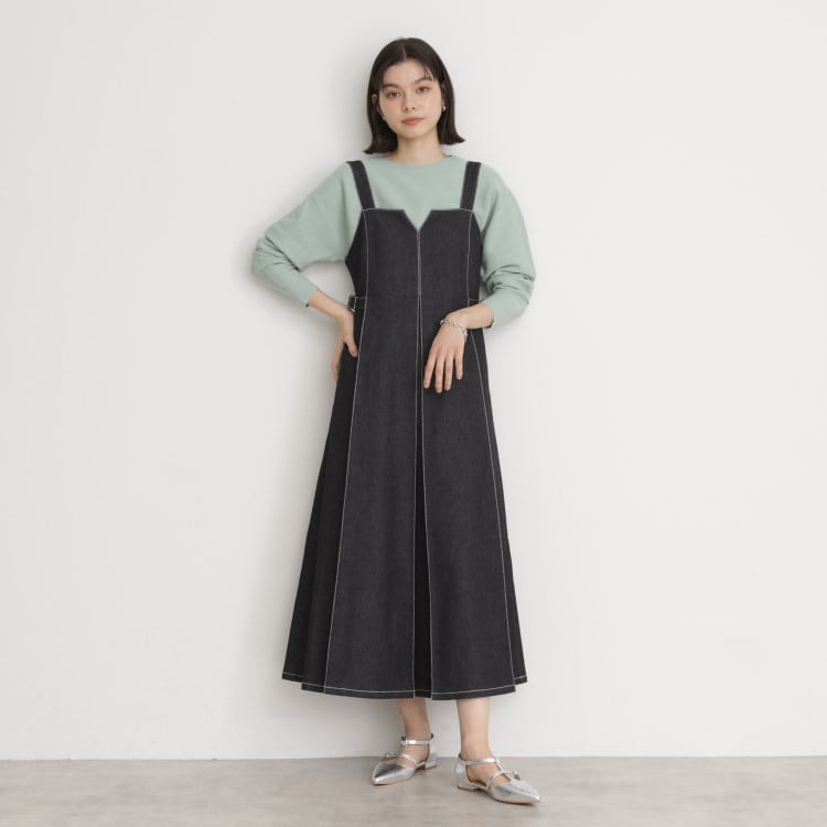 ザ ショップ ティーケー（ウィメン）(THE SHOP TK(Women))のデニムジャンスカ マキシ・ロングワンピース