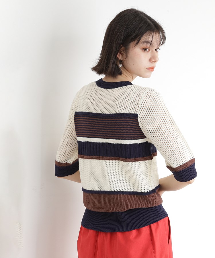 ザ ショップ ティーケー（ウィメン）(THE SHOP TK(Women))のマルチボーダートップス【洗える】5