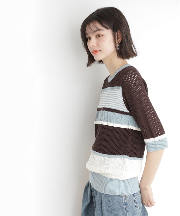 ザ ショップ ティーケー（ウィメン）(THE SHOP TK(Women))のマルチボーダートップス【洗える】8