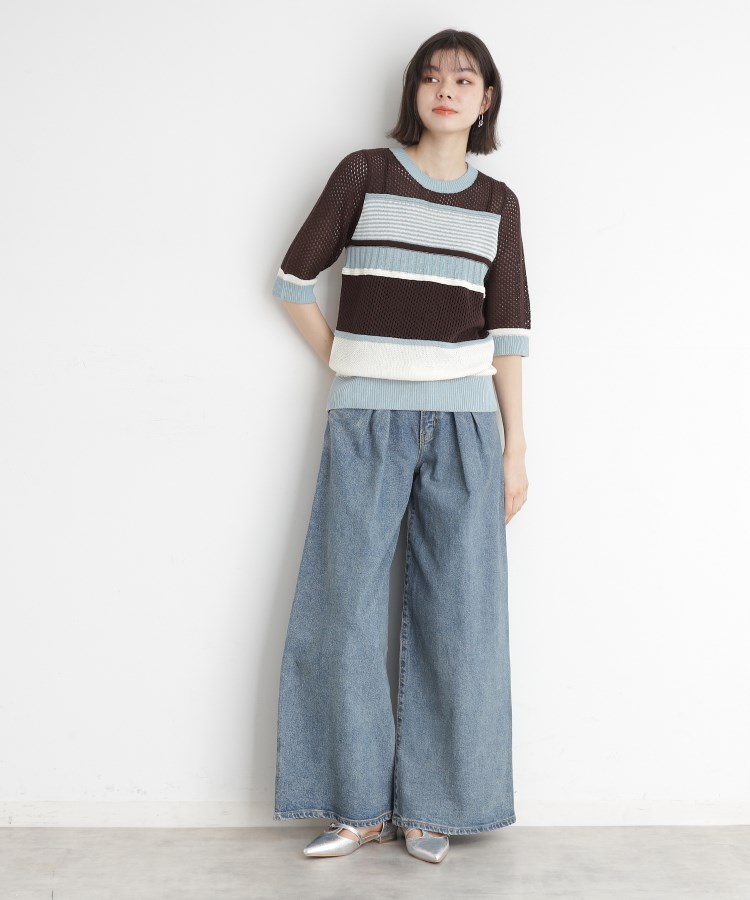 ザ ショップ ティーケー（ウィメン）(THE SHOP TK(Women))のマルチボーダートップス【洗える】9