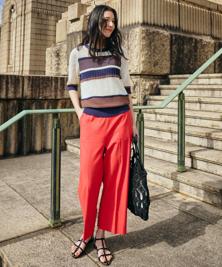 ザ ショップ ティーケー（ウィメン）(THE SHOP TK(Women))のマルチボーダートップス【洗える】3