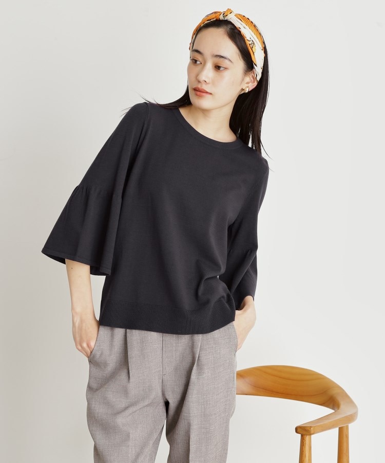 ザ ショップ ティーケー（ウィメン）(THE SHOP TK(Women))の【接触冷感/体型カバー】7分袖フレアニット/洗濯機OK/ＵＶケア11
