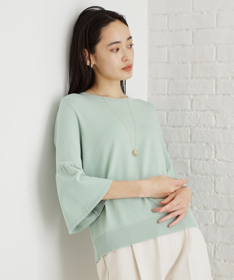 ザ ショップ ティーケー（ウィメン）(THE SHOP TK(Women))の【接触冷感/体型カバー】7分袖フレアニット/洗濯機OK/ＵＶケア ミントグリーン(021)